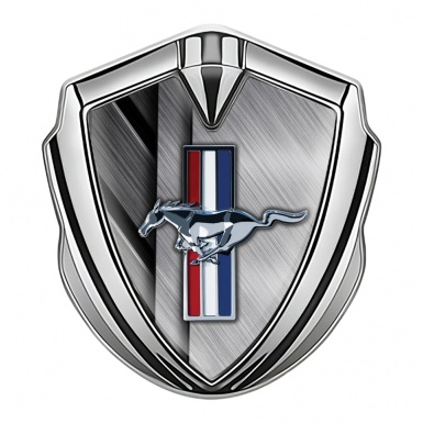Ford Mustang Trunk Emblem Badge Silver Stylish Tricolor Logo Design