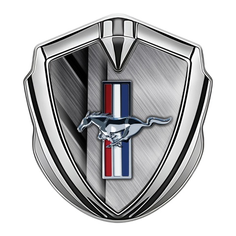 Ford Mustang Trunk Emblem Badge Silver Stylish Tricolor Logo Design