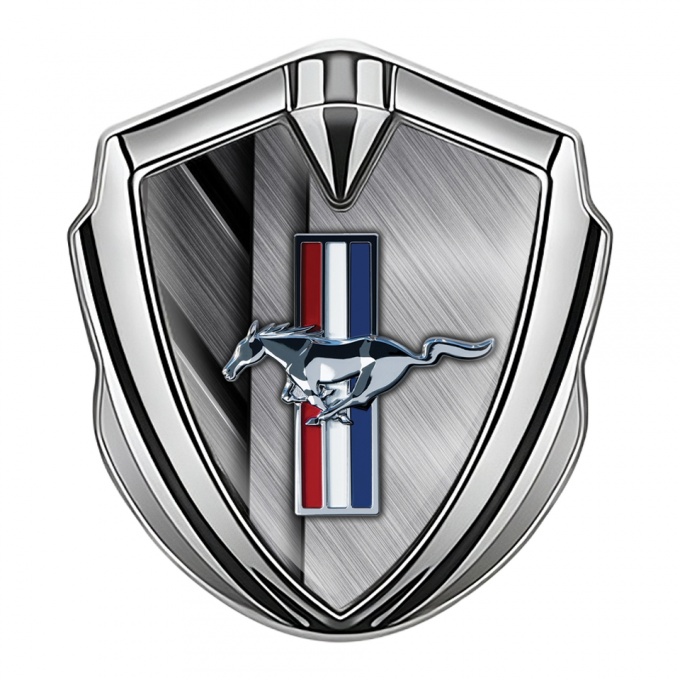 Ford Mustang Trunk Emblem Badge Silver Stylish Tricolor Logo Design