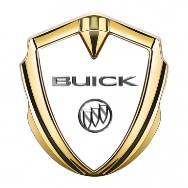 Buick Fender Metal Emblem Gold White Base Chromed Logo Design