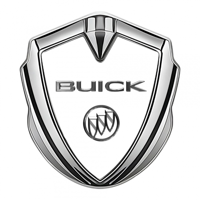 Buick Fender Metal Emblem Silver White Base Chromed Logo Design