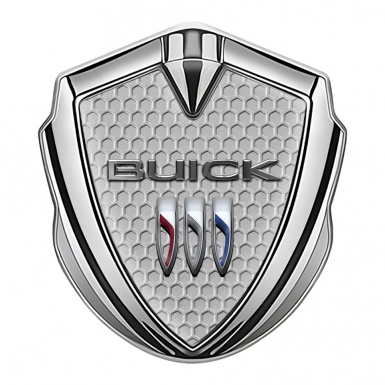Buick Trunk Emblem Badge Silver Grey Honeycomb Classic Logo