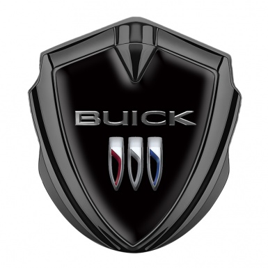 Buick 3D Car Metal Emblem Graphite Black Base Chrome Effect