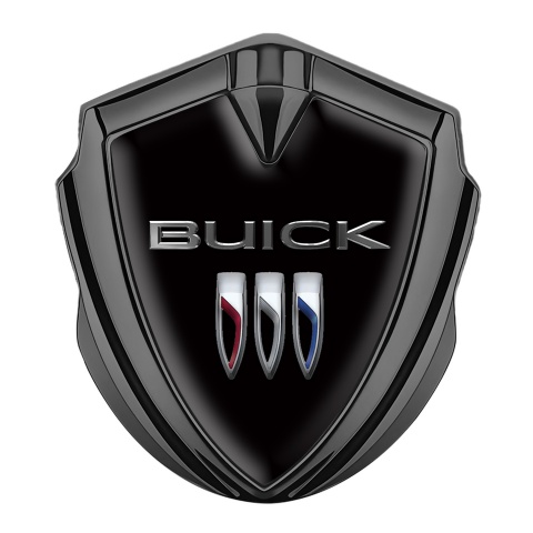 Buick 3D Car Metal Emblem Graphite Black Base Chrome Effect