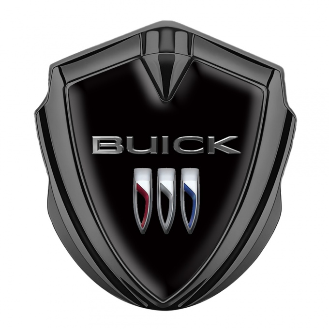 Buick 3D Car Metal Emblem Graphite Black Base Chrome Effect