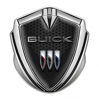 Buick 3D Car Metal Emblem Silver Dark Mesh V Shape Design