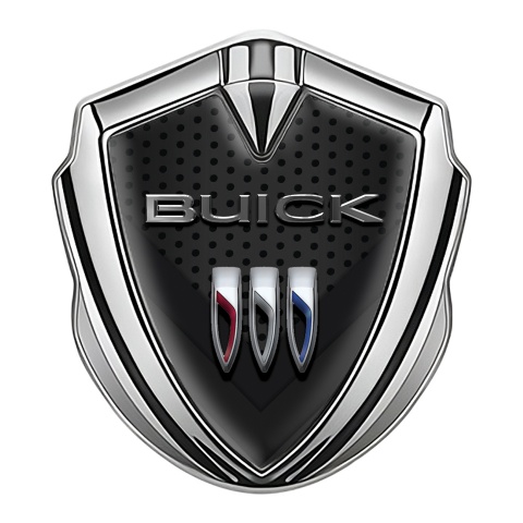 Buick 3D Car Metal Emblem Silver Dark Mesh V Shape Design