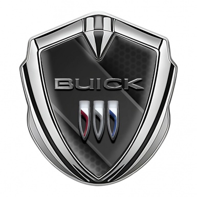 Buick Trunk Metal Emblem Silver Hex Cross Plate Chrome Effect