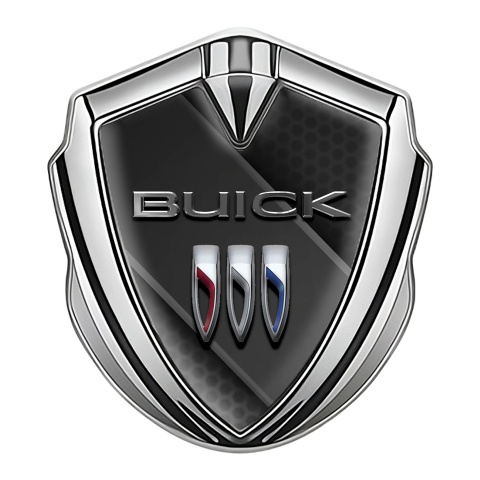 Buick Trunk Metal Emblem Silver Hex Cross Plate Chrome Effect