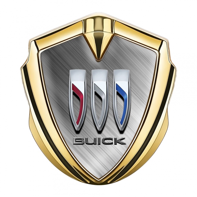 Buick Trunk Metal Emblem Badge Gold Diagonal Mesh Big Logo