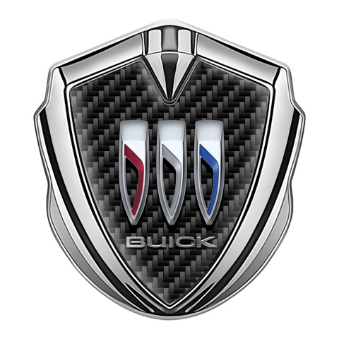 Buick Fender Emblem Badge Silver Dark Carbon Base Big Logo