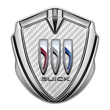 Buick Trunk Metal Emblem Badge Silver White Carbon Base Big Logo