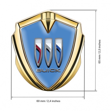 Buick Metal Emblem Self Adhesive Gold Blue Dome Tricolor Logo