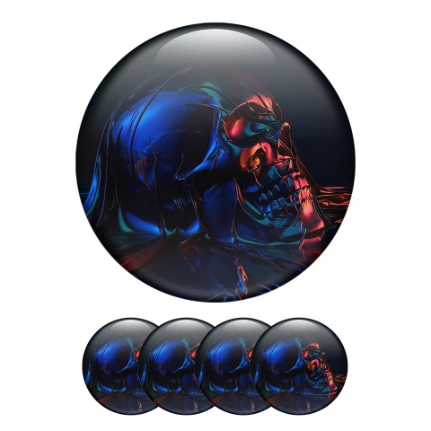 Skull Wheel Center Cap Domed Stickers Metal Effect