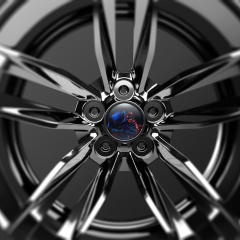Skull Wheel Center Cap Domed Stickers Metal Effect