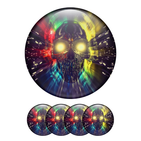 Skull Wheel Center Caps Emblem Colored Rays