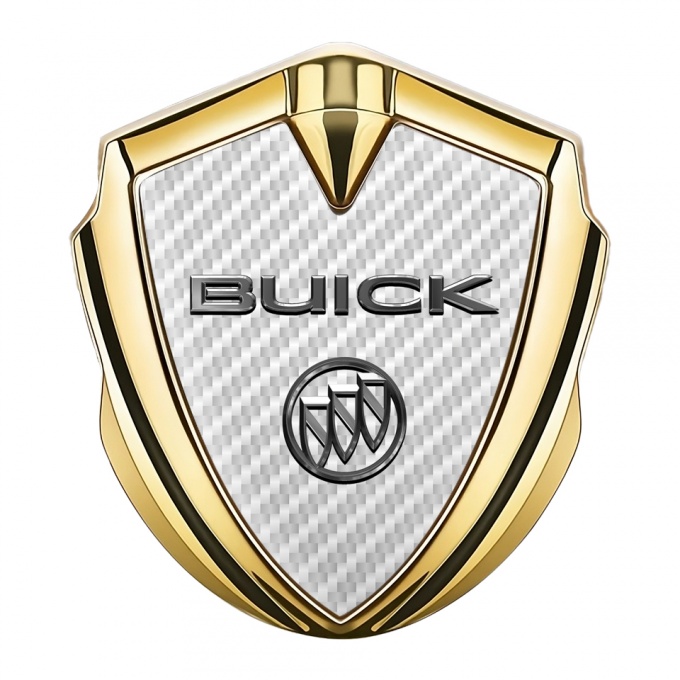 Buick Trunk Emblem Badge Gold White Carbon Classic Design