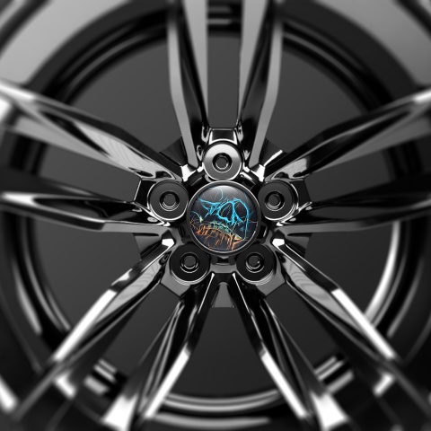 Skull Wheel Center Caps Emblem Abstract