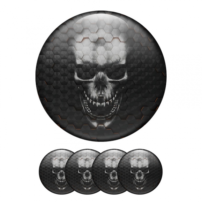 Skull Wheel Center Cap Domed Stickers Metal Edition