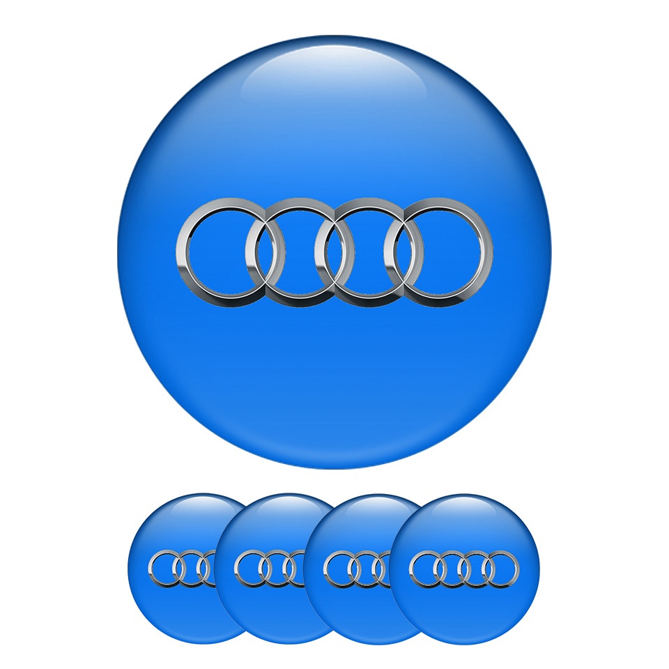 Audi Sticker Wheel Center Hub Cap New Style Blue, Wheel Emblems, Stickers