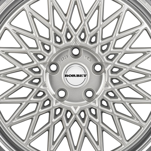 Borbet Center Hub Dome Stickers White Badge with Black Logo 