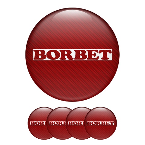 Borbet Wheel Center Caps Emblem Red Carbon With White Logo