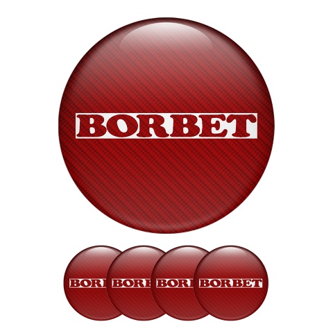 Borbet Wheel Center Caps Emblem Red Carbon With White Logo