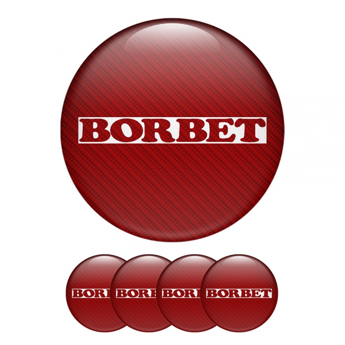 Borbet Wheel Center Caps Emblem Red Carbon With White Logo