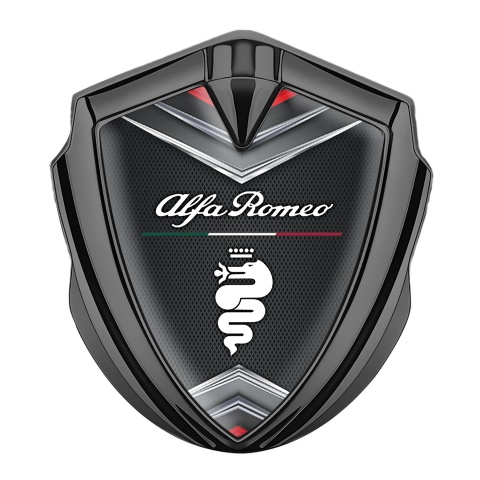 Alfa Romeo Self Adhesive Bodyside Emblem Graphite Dark Mesh Italian Flag