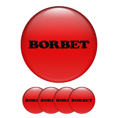 Borbet Wheel Center Cap Domed Stickers Red Bdges With White Logo 