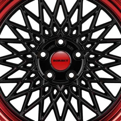 Borbet Wheel Center Cap Domed Stickers Red Bdges With White Logo 
