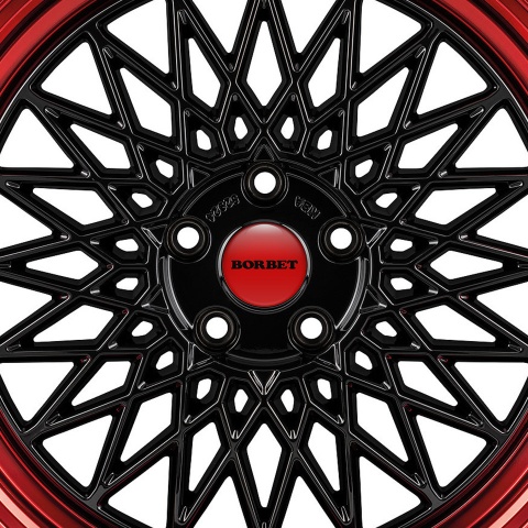 Borbet Wheel Center Cap Domed Stickers Red Bdges With White Logo 