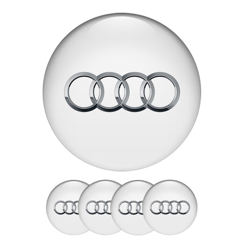 Audi Wheel Center Caps Emblem New Style White