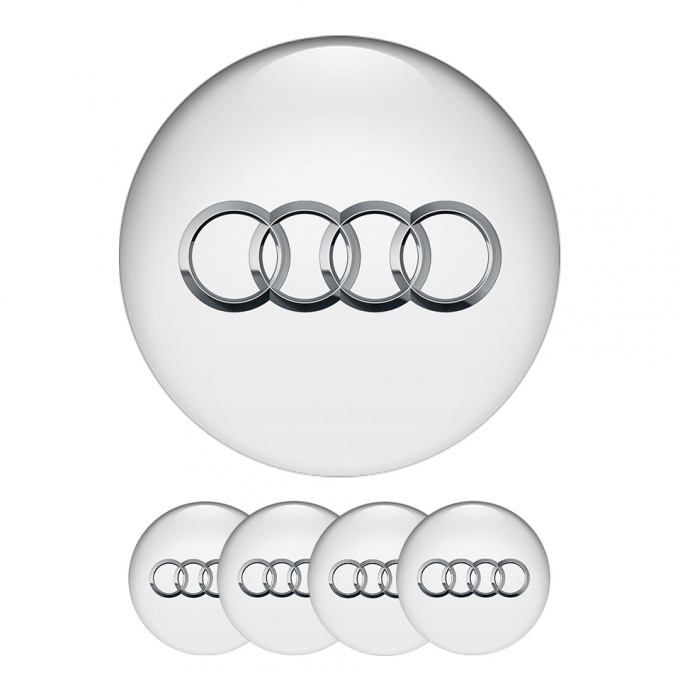 Audi Wheel Center Caps Emblem New Style White