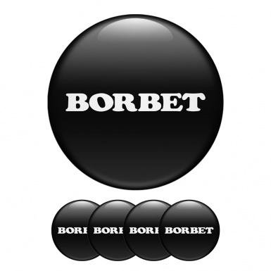 Borbet Domed Stickers Wheel Center Cap Black & White 