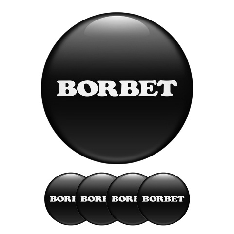 Borbet Domed Stickers Wheel Center Cap Black & White 