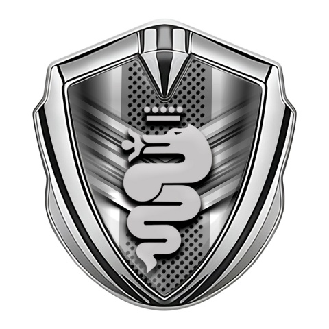 Alfa Romeo Fender Emblem Badge Silver V Elements Grey Dragon Edition