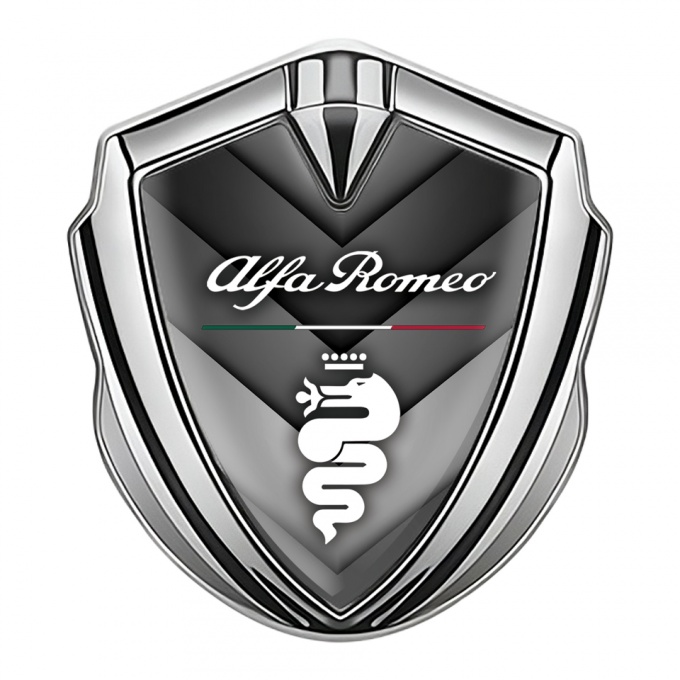 Alfa Romeo Trunk Metal Emblem Silver V Shaped Elements Dragon Logo