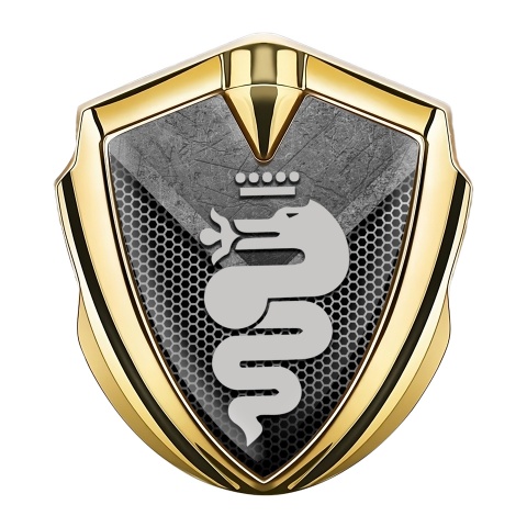 Alfa Romeo Fender Emblem Badge Gold Monochrome Dragon Edition