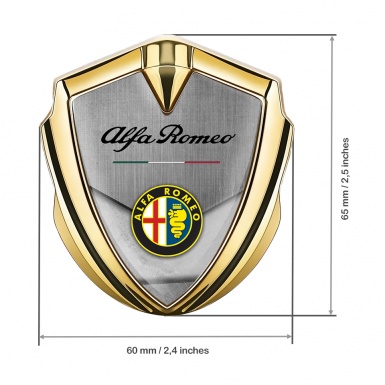 Alfa Romeo Trunk Metal Emblem Gold Italian Flag Color Logo Design