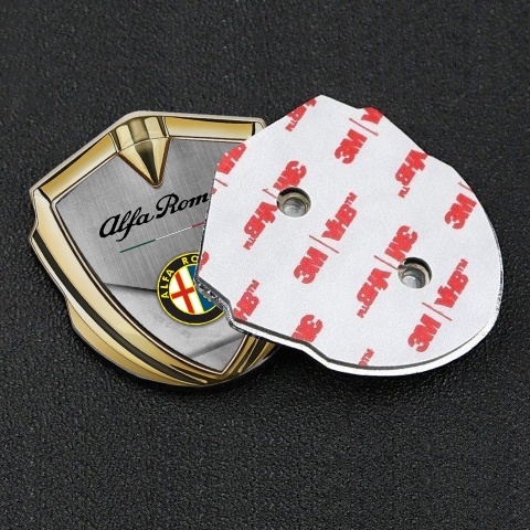 Alfa Romeo Trunk Metal Emblem Gold Italian Flag Color Logo Design