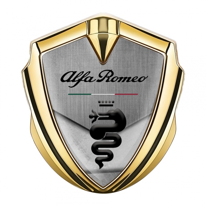 Alfa Romeo 3D Car Metal Emblem Gold Block Black Dragon Logo Edition