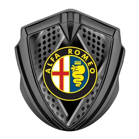 Alfa Romeo Trunk Metal Emblem Badge Graphite Razor Style Color Logo Edition