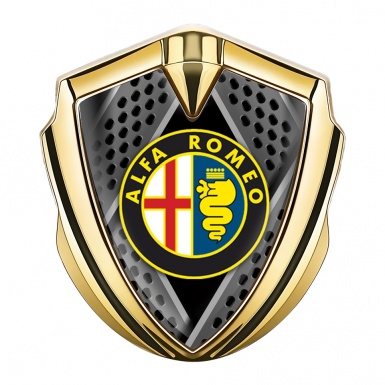Alfa Romeo Trunk Metal Emblem Badge Gold Razor Style Color Logo Edition