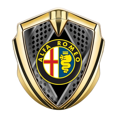 Alfa Romeo Trunk Metal Emblem Badge Gold Razor Style Color Logo Edition