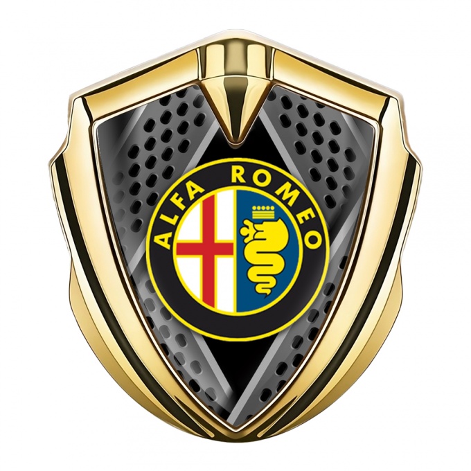 Alfa Romeo Trunk Metal Emblem Badge Gold Razor Style Color Logo Edition