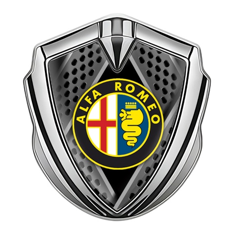 Alfa Romeo Trunk Metal Emblem Badge Silver Razor Style Color Logo Edition
