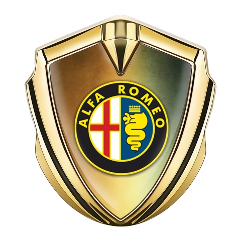 Alfa Romeo 3D Car Metal Emblem Gold Color Palette Effect Classic Logo