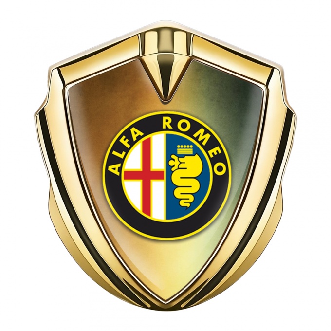 Alfa Romeo 3D Car Metal Emblem Gold Color Palette Effect Classic Logo