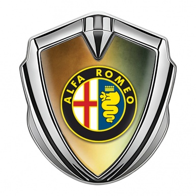Alfa Romeo 3D Car Metal Emblem Silver Color Palette Effect Classic Logo
